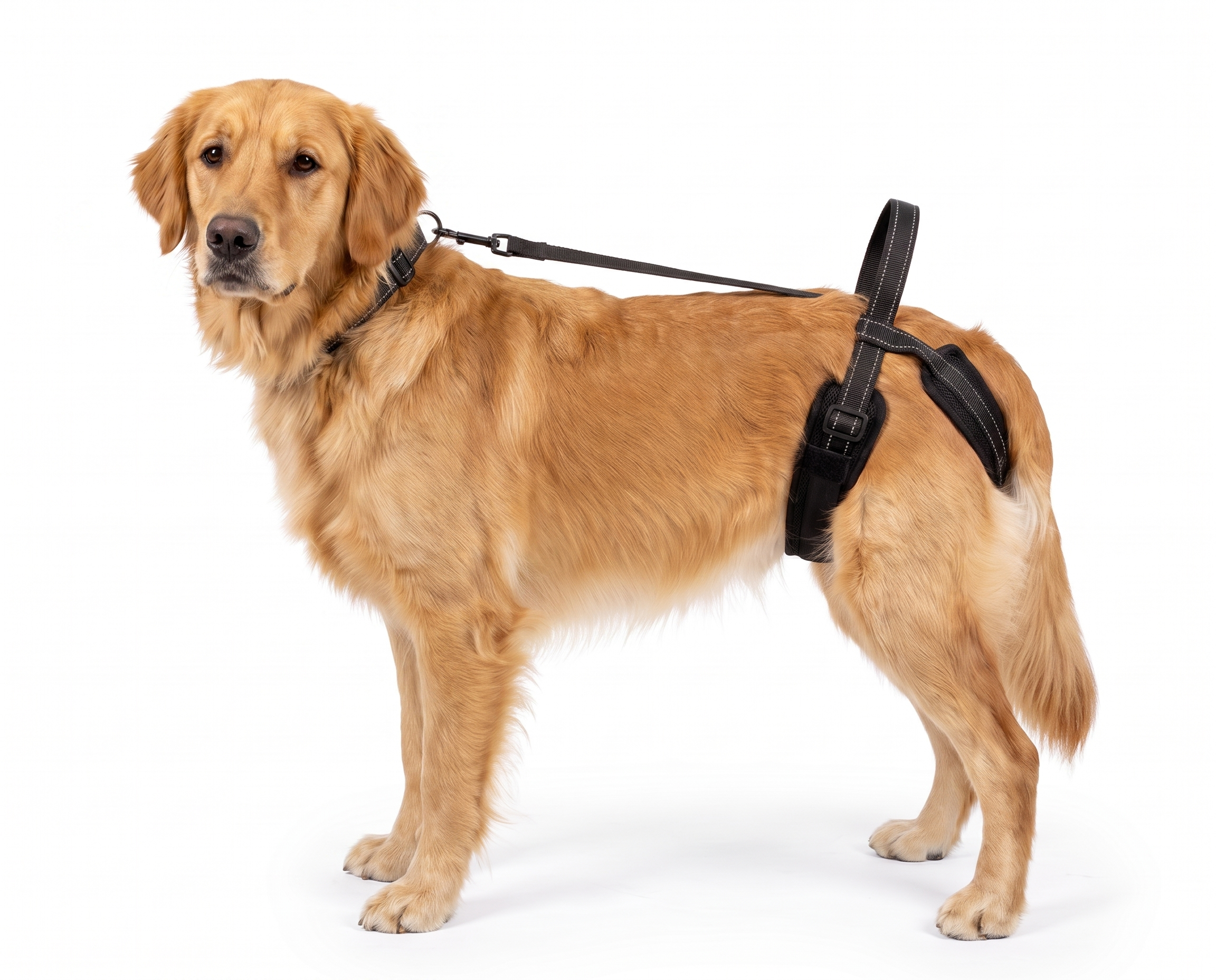 LiftMyDog SecureStep Mobility Sling - supporting a senior dog's hindquarters.